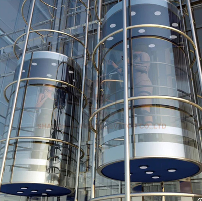 10 Orang Panoramic Elevator 800KG Round Glass Elevator Residential
